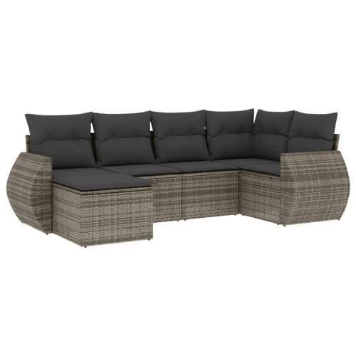 Vrtna garnitura - 6-dijelni set vrtnih sofa od poliratana s jastucima sivi - Siva 1 Bez stola Cijena