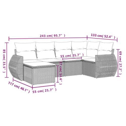 Vrtna garnitura - 6-dijelni set vrtnih sofa od poliratana s jastucima sivi - Siva 1 Bez stola Cijena
