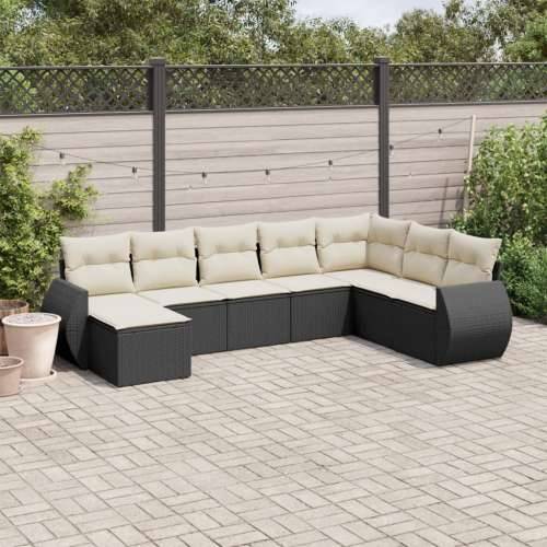 Vrtna garnitura - 8-dijelni set vrtnih sofa od poliratana s jastucima crni - Crna i krem 1 Bez stola Cijena