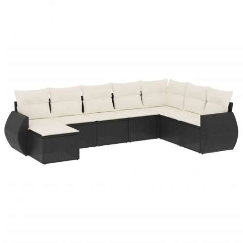 Vrtna garnitura - 8-dijelni set vrtnih sofa od poliratana s jastucima crni - Crna i krem 1 Bez stola Cijena