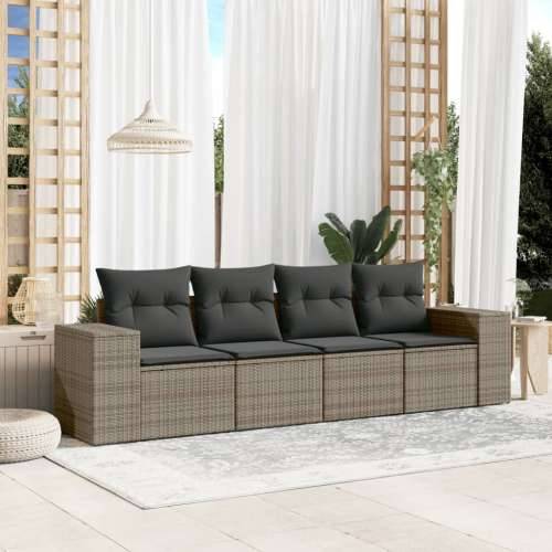 Vrtna garnitura - 4-dijelni set vrtnih sofa od poliratana s jastucima sivi - Siva 1 Bez stola Cijena
