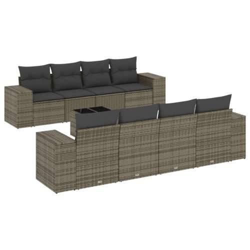 Vrtna garnitura - 9-dijelni set vrtnih sofa od poliratana s jastucima sivi - Siva 1 Cijena
