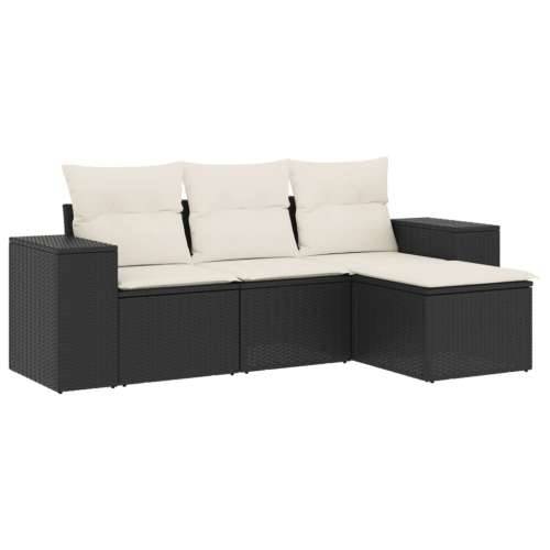 Vrtna garnitura - 4-dijelni set vrtnih sofa od poliratana s jastucima crni - Crna i krem 1 Bez stola Cijena