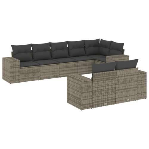 Vrtna garnitura - 8-dijelni set vrtnih sofa od poliratana s jastucima sivi - Siva Bez stola 1 Cijena