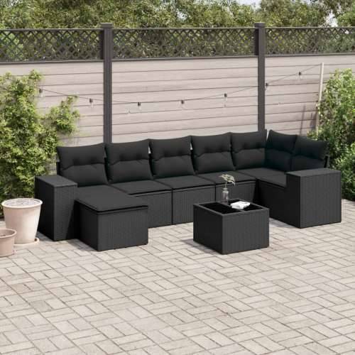 Vrtna garnitura - 8-dijelni set vrtnih sofa od poliratana s jastucima crni - Crna Sa stolom 1 Cijena