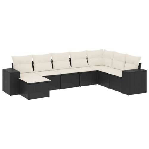 Vrtna garnitura - 8-dijelni set vrtnih sofa od poliratana s jastucima crni - Crna i krem Bez stola 1 Cijena