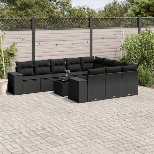Vrtna garnitura - 11-dijelni set vrtnih sofa od poliratana s jastucima crni - Crna Bez stola 1 Cijena