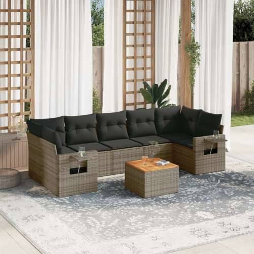Vrtna garnitura - 8-dijelni set vrtnih sofa od poliratana s jastucima sivi - Siva 1 Cijena