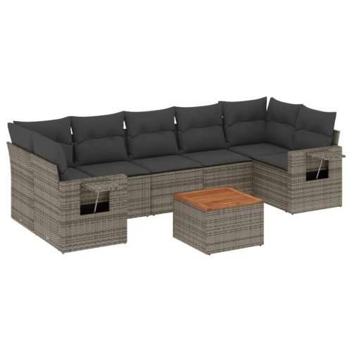 Vrtna garnitura - 8-dijelni set vrtnih sofa od poliratana s jastucima sivi - Siva 1 Cijena