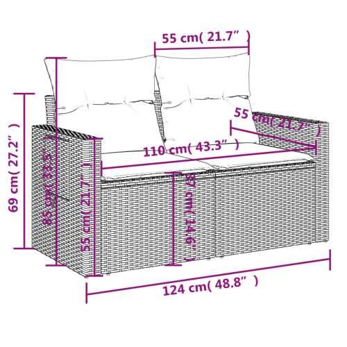 Vrtna garnitura - 9-dijelni set vrtnih sofa s jastucima crni od poliratana - Crna 1 Cijena