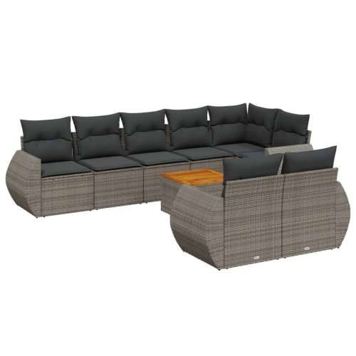 Vrtna garnitura - 9-dijelni set vrtnih sofa od poliratana s jastucima sivi - Siva kutna + stol + 3x srednja 1 Cijena