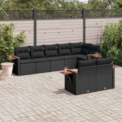 Vrtna garnitura - 8-dijelni set vrtnih sofa od poliratana s jastucima crni - Crna Bez stola 1 Cijena