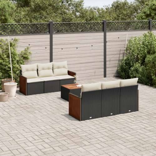 Vrtna garnitura - 7-dijelni set vrtnih sofa od poliratana s jastucima crni - Crna i krem 1 Cijena