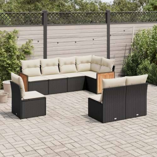 Vrtna garnitura - 8-dijelni set vrtnih sofa od poliratana s jastucima crni - Crna i krem Bez stola 1 Cijena