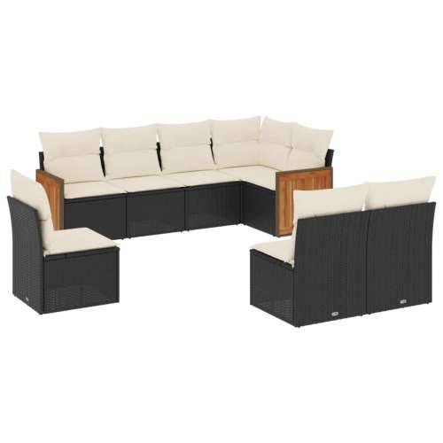 Vrtna garnitura - 8-dijelni set vrtnih sofa od poliratana s jastucima crni - Crna i krem Bez stola 1 Cijena
