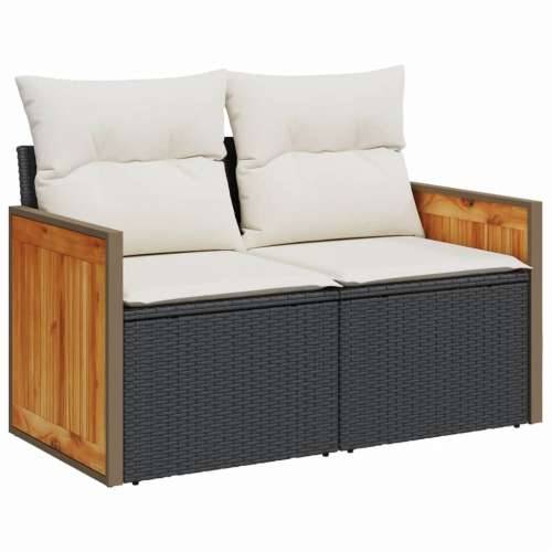 Vrtna garnitura - 11-dijelni set vrtnih sofa od poliratana s jastucima crni - Crna i krem 1 Cijena