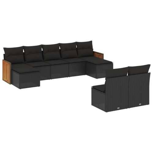 Vrtna garnitura - 9-dijelni set vrtnih sofa s jastucima crni od poliratana - Crna Bez stola 1 Cijena