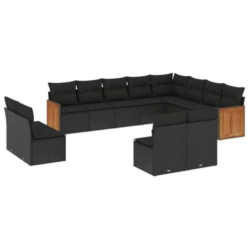 Vrtna garnitura - 12-dijelni set vrtnih sofa od poliratana s jastucima crni - Crna Bez stola 1 Cijena