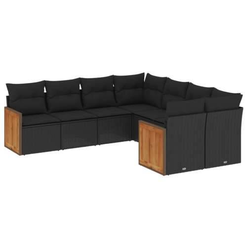 Vrtna garnitura - 8-dijelni set vrtnih sofa od poliratana s jastucima crni - Crna 1 Cijena