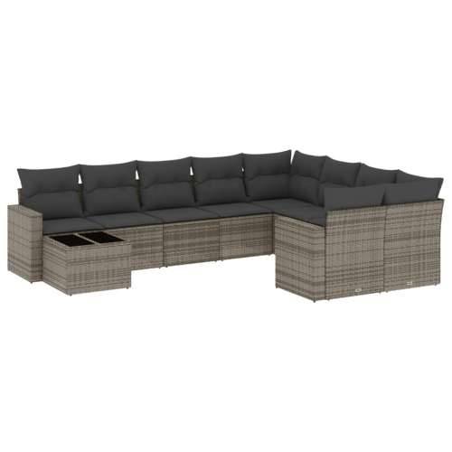 Vrtna garnitura - 10-dijelni set vrtnih sofa od poliratana s jastucima sivi - siva i tamnosiva 1 Cijena