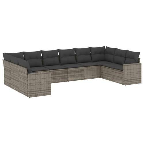Vrtna garnitura - 10-dijelni set vrtnih sofa od poliratana s jastucima sivi - Siva 1 Bez stola Cijena
