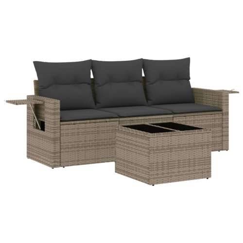 Vrtna garnitura - 4-dijelni set vrtnih sofa od poliratana s jastucima sivi - Siva Sa stolom 1 Cijena