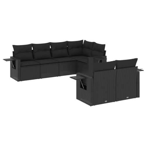 Vrtna garnitura - 7-dijelni set vrtnih sofa od poliratana s jastucima crni - Crna 1 Cijena