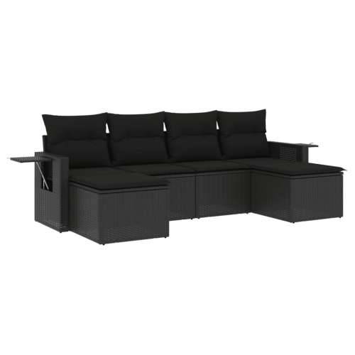 Vrtna garnitura - 6-dijelni set vrtnih sofa s jastucima crni od poliratana - Crna Bez stola 1 Cijena