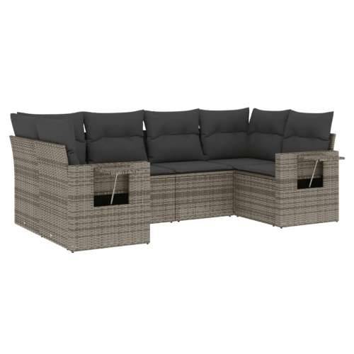 Vrtna garnitura - 6-dijelni set vrtnih sofa od poliratana s jastucima sivi - siva i tamnosiva 1 Cijena