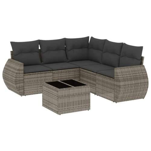 Vrtna garnitura - 6-dijelni set vrtnih sofa od poliratana s jastucima sivi - Siva Sa stolom 1 Cijena