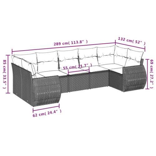 Vrtna garnitura - 7-dijelni set vrtnih sofa od poliratana s jastucima crni - Crna 1 Cijena