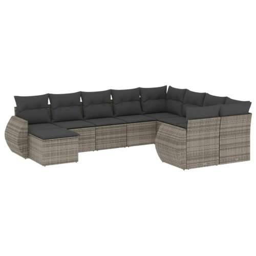 Vrtna garnitura - 10-dijelni set vrtnih sofa od poliratana s jastucima sivi - siva i tamnosiva 1 Cijena