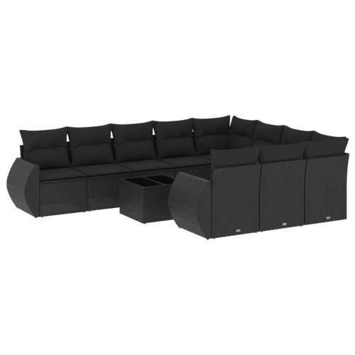Vrtna garnitura - 11-dijelni set vrtnih sofa od poliratana s jastucima crni - Crna Sa stolom 1 Cijena