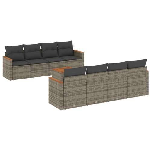 Vrtna garnitura - 9-dijelni set vrtnih sofa od poliratana s jastucima sivi - Siva 1 Cijena