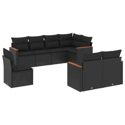 Vrtna garnitura - 8-dijelni set vrtnih sofa od poliratana s jastucima crni - Crna Bez stola 1 Cijena