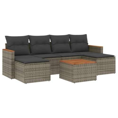 Vrtna garnitura - 7-dijelni set vrtnih sofa sivi od poliratana - Siva Sa stolom 1 Cijena