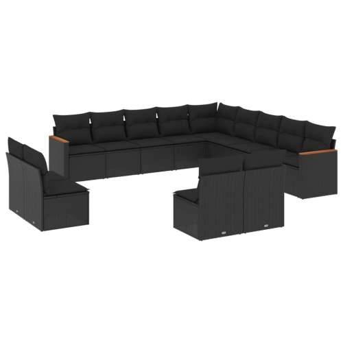 Vrtna garnitura - 13-dijelni set vrtnih sofa s jastucima poliratan crni - Crna Bez stola 1 Cijena