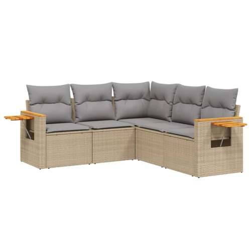 5-dijelni vrtni set sofa s jastucima bež od poliratana - bež i siva Bez stola 1 Cijena