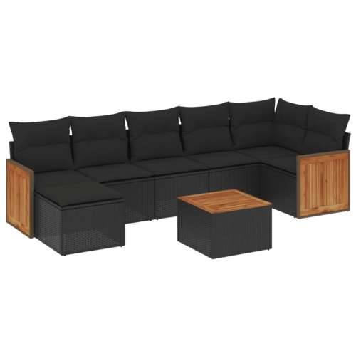 Vrtna garnitura - 8-dijelni set vrtnih sofa od poliratana s jastucima crni - Crna Sa stolom 1 Cijena
