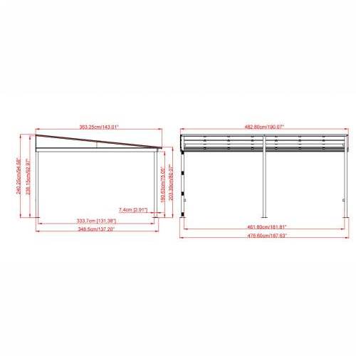 Sojag - Aluminijska Nadstrešnica Barthelemy -  483,5x362,5x240 cm - 17,53 m² - TOP KVALITETA Cijena
