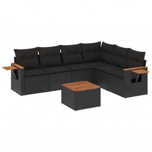 Vrtna garnitura - 7-dijelni set vrtnih sofa od poliratana s jastucima crni - Crna Sa stolom 1 Cijena