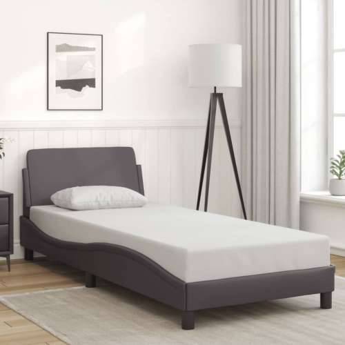 Okvir za krevet s uzglavljem sivi 90x200 cm od umjetne kože - Siva 90 x 200 cm Cijena