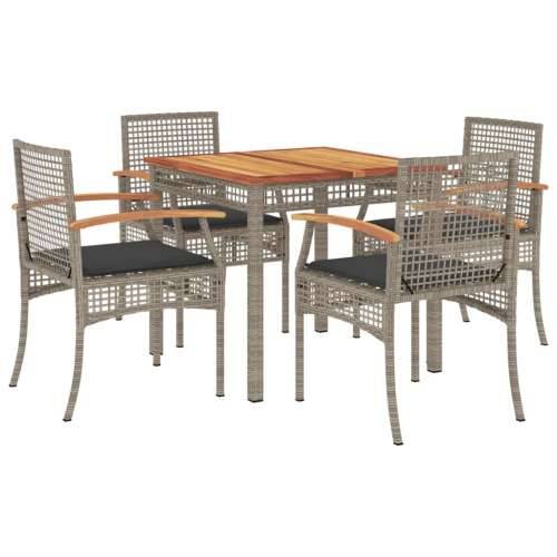 Vrtna garnitura - 5-dijelni vrtni blagovaonski set sivi od poliratana - Dužina stola 80 cm Stolica 4 Cijena