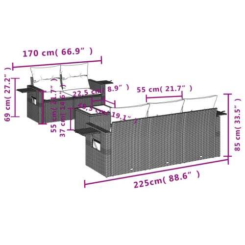 Vrtna garnitura - 6-dijelni set vrtnih sofa s jastucima crni od poliratana - Crna 1 Cijena