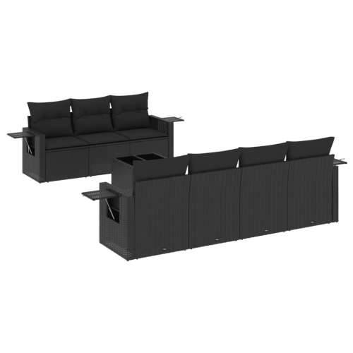 Vrtna garnitura - 8-dijelni set vrtnih sofa od poliratana s jastucima crni - Crna 1 Cijena
