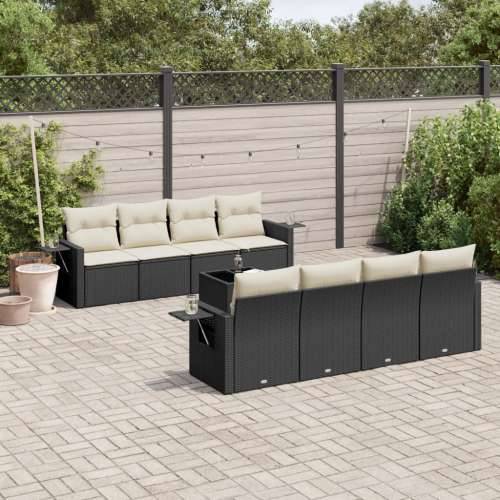 Vrtna garnitura - 9-dijelni set vrtnih sofa s jastucima crni od poliratana - Crna i krem 1 Cijena