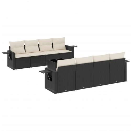Vrtna garnitura - 9-dijelni set vrtnih sofa s jastucima crni od poliratana - Crna i krem 1 Cijena