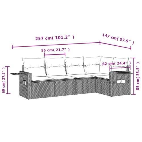 5-dijelni vrtni set sofa s jastucima bež od poliratana - bež i krem Bez stola 1 Cijena