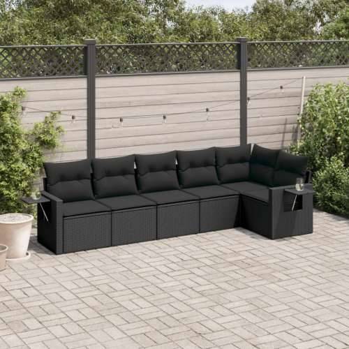 Vrtna garnitura - 6-dijelni set vrtnih sofa s jastucima crni od poliratana - Crna Bez stola 1 Cijena