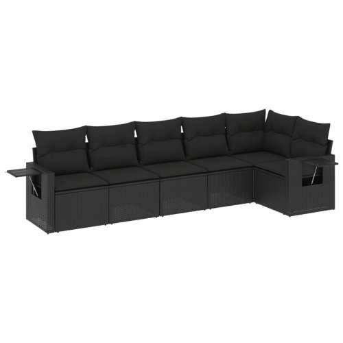 Vrtna garnitura - 6-dijelni set vrtnih sofa s jastucima crni od poliratana - Crna Bez stola 1 Cijena